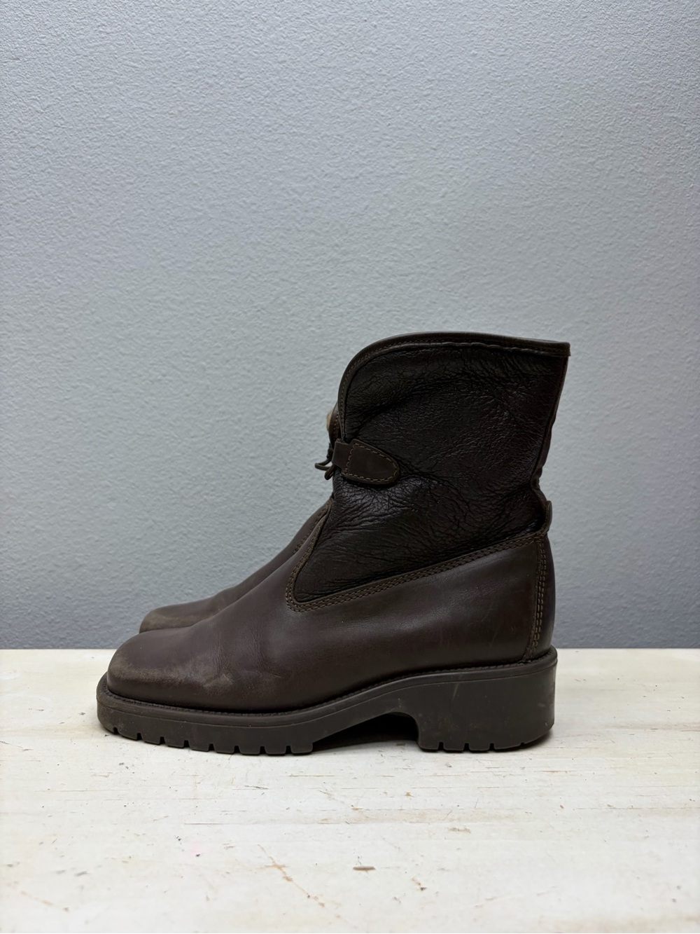 L.L. Bean Brown Leather Shearling Line Winter Boots Size 6.5